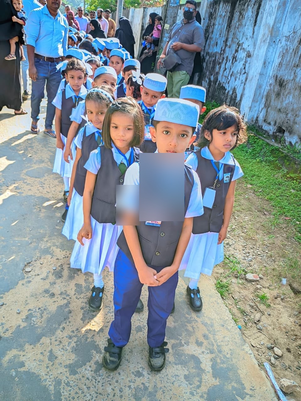 Primary school pupils participating in the 2026 Children First activity at Pottuvil Osmaniya Vidyalaya.