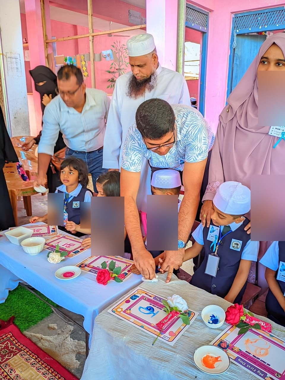 Pupils and adults participating in a creative 2026 Children First school activity in Pottuvil.